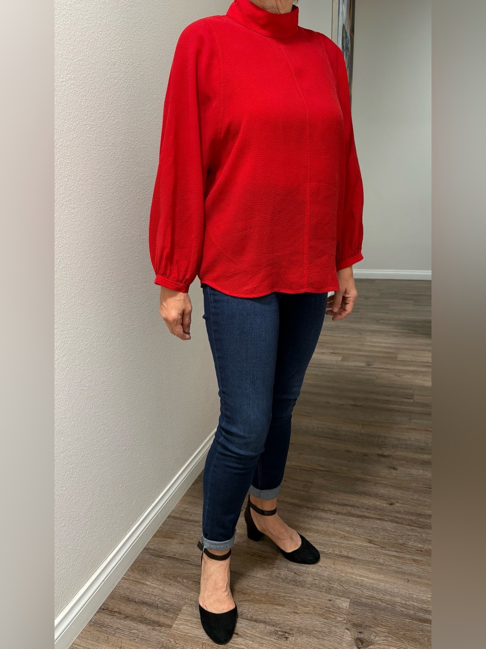 Everlane 100%Cupro Crimson Red Long Sleeve Top